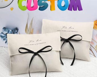 100 pcs Big size beige cotton pouch Envelope Flap Jewelry Package Bag custom Handbag dust bag cosmetic pouch shoe bag with your Logo printed