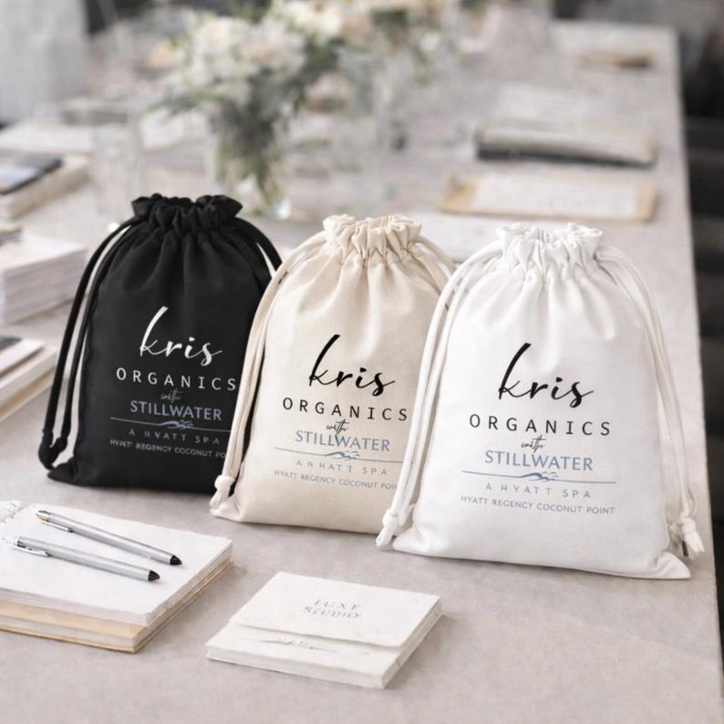50pcs Beige Cotton Drawstring Bag: Custom Logo & size, Tie a bow, dust bag image 5