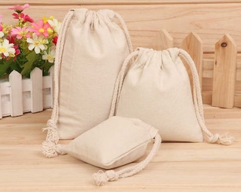 Set aus 100/200/500/1000Plain Natural Cotton Bags, Custom Bag, Beutel Hochzeit Favor Geschenk, Verpackung, Schmuck Party Bags, Musselin Bags