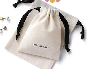 Natural Organic Cotton Drawstring Bag with Grosgrain Satin Ribbon,Natural Cotton Bag,Packaging Bag,Jewelry Pouch,Personalized Bags,Dust Bag,