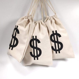 Borsa in cotone con simbolo del dollaro Borsa per soldi Bomboniera, Borsa regalo Borsa di ringraziamento, Borsa per gli ospiti, Borsa di benvenuto Borsa in cotone, borsa da un dollaro
