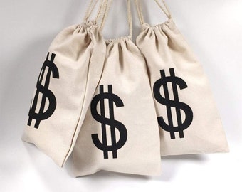 Dollar Sign Cotton Bag Money Bag Favor, Gift Bag Thank you Bag, Guest Bag, Welcome Bag Cotton Bag,dollar bag