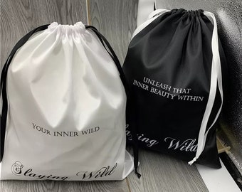 Custom Logo Satin Favor Bags - Personalized Dust Pouch with Drawstring