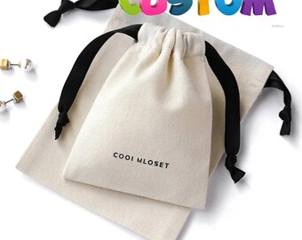 Natural Organic Cotton Drawstring Bag with Grosgrain Satin Ribbon,Natural Cotton Bag,Packaging Bag,Jewelry Pouch,Personalized Bags,Dust Bag