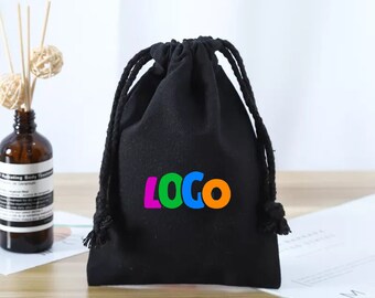 Black Muslin Bags - 100% Organic Cotton - Double Drawstring Produce Bags-Available in Different sizes and quantities - Reusable Cotton Bags