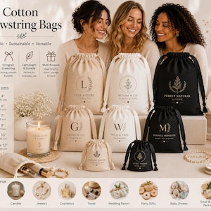 Custom Printed Cotton Drawstring Bag – Personalized Logo Favor Bags