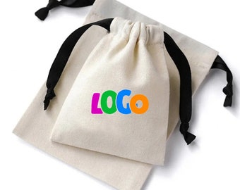 Kundenspezifisches Logo Cotton Favor Bags mit Band, Schmuckverpackung