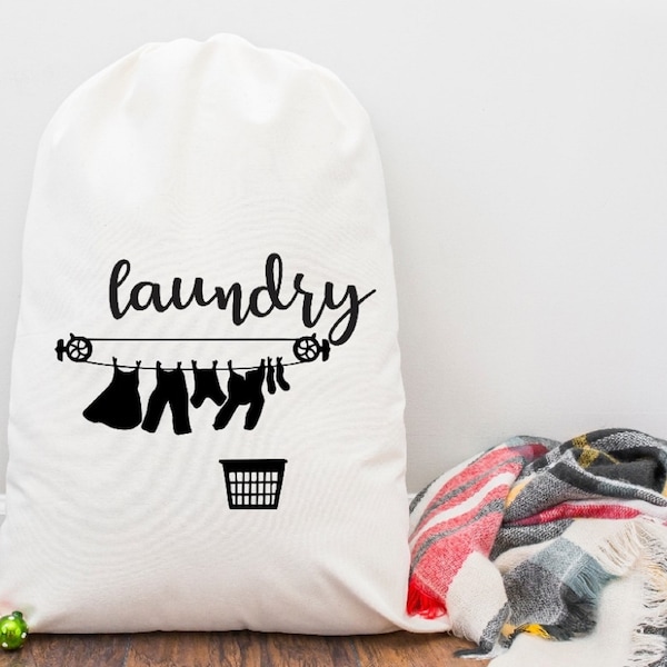 Sac à linge pour la maison et le voyage, Lavez-moi, sac à linge, sac en coton avec cordon de serrage, sac de rangement pour chambre d'enfant, sacs à linge monogramme, sac à linge pour vêtements