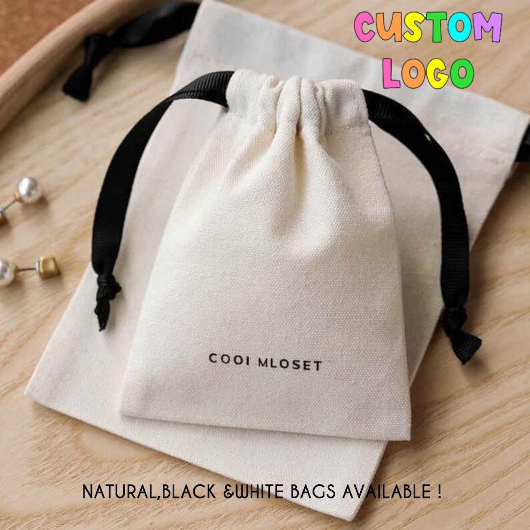 Buy Set of 50 Custom Jewelry Packaging Pouch Cotton Canvas Bags