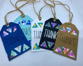 Cardstock Thanks Gift Tags, Thank You Tags, Tags for Gifts, Gift tags, Layered Gift Tags with Twine, Favor Tags