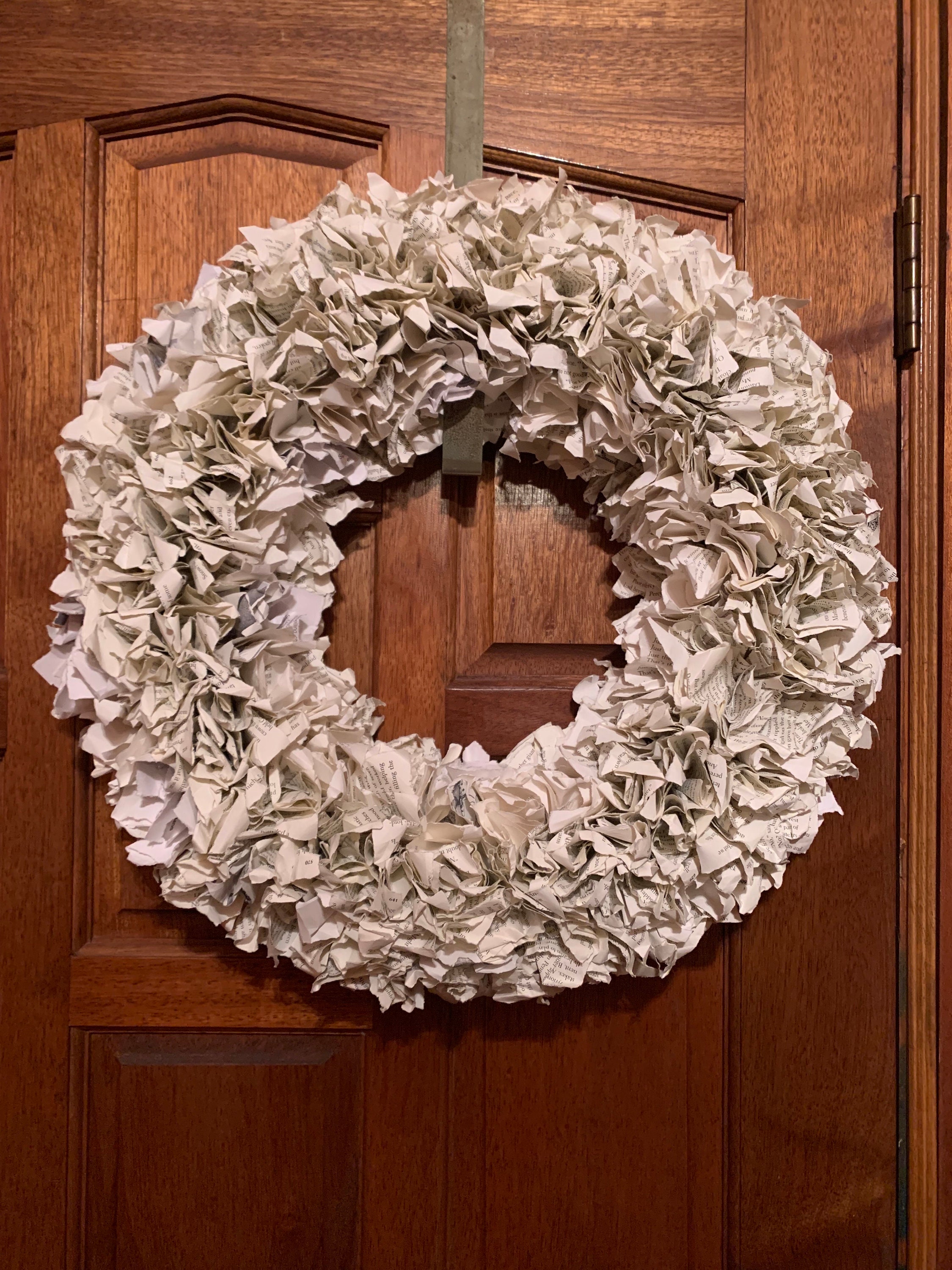 Book Page Wreath, Bookpage Decor, Torn Book Page Door Decor, Wreath for Door