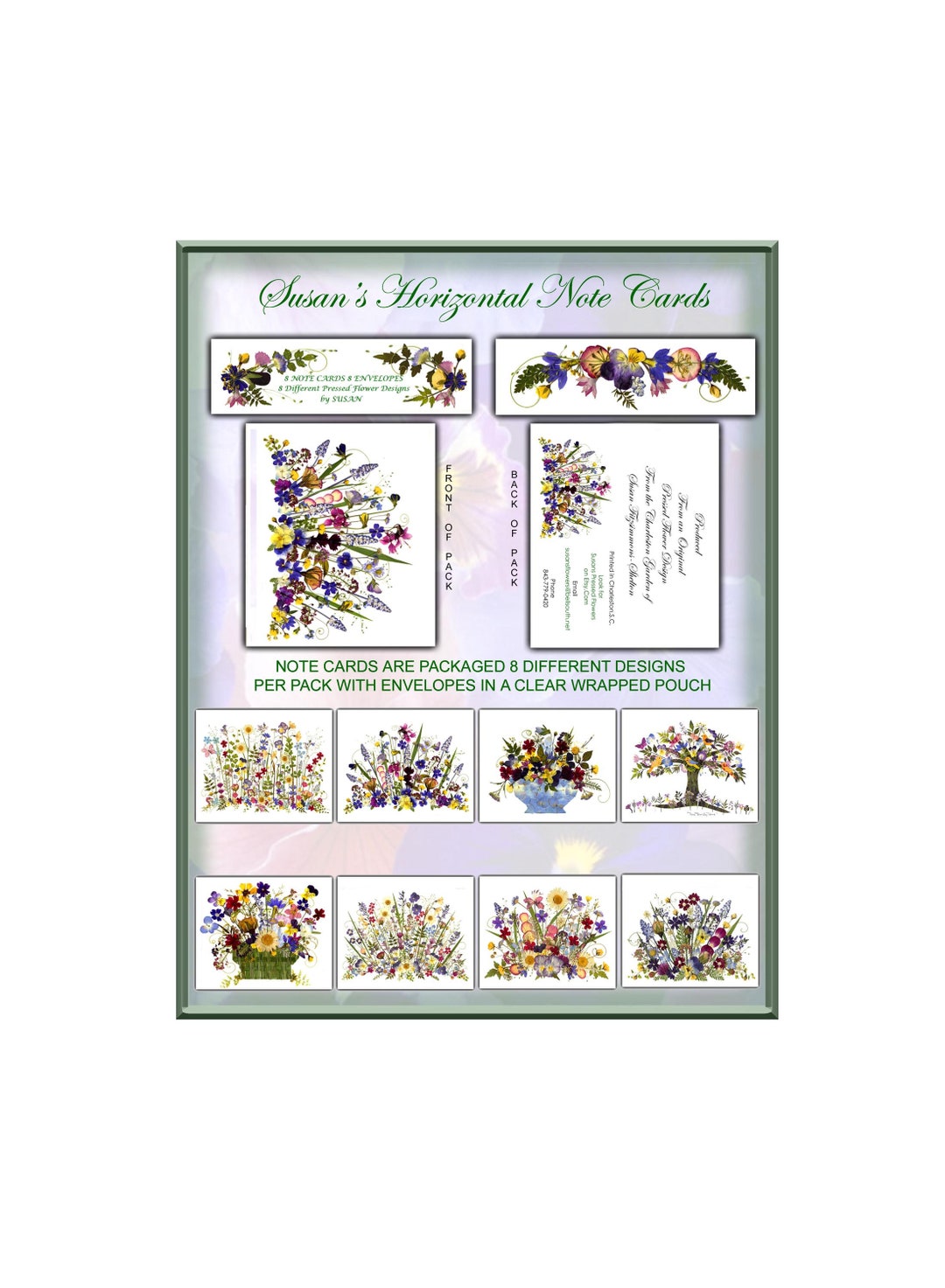 Garden Horizontal Note Cards With Envelopes - Etsy