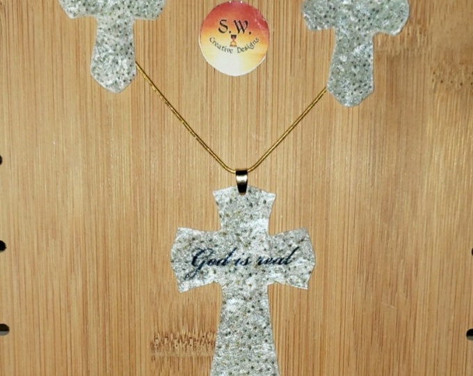 God is real necklace, earrings, Jesus, God is good, Jesus Christ, Christ, God, Cross, Necklace Cross. Jesus Cross