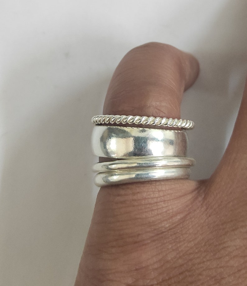 Valentine Gift For Her SET OF 4 Stacking Rings925 Sterling Silver Stacks Pinky And Thick Silver Stacks Shipping Free Anniversary Gift