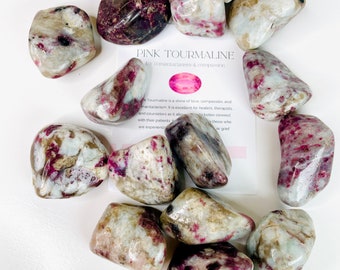 Natural Rubellite Tourmaline Tumbled Stones from Madagascar, Ruby Tourmaline Gemstone, Small Palm Stones, Crystal Carvings, Reiki Healing