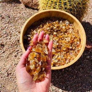 1 LB Small Citrine Chips Frags Pieces Rough Mix 1/2"-1" Real Natural Citrine Clusters Reiki Metaphysical Crystals Raw Yellow Gemstones Bulk