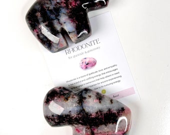 Cherry Blossom Rhodonite Fetish Bison, Crystal Carving, Cute Zuni Buffalo, Pink Rhodonite Stone, Gemstone Carved Animal, American Bison Gift