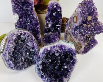 Natural Uruguayan Deep Purple Amethyst Cluster AA+ Quality Raw Amethyst Geode, Large Druzy Amethyst Cathedral, Amethyst Rock Healing Crystal