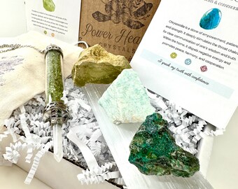 Gift box crystal pendulum olivine crystal Amazonite crystal chrysocolla green aventurine crystal selenite crystal Healing Crystal Collection