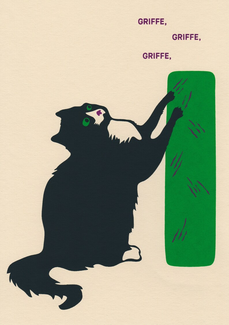 Chat Griffe Screenprint DIN A5 image 4