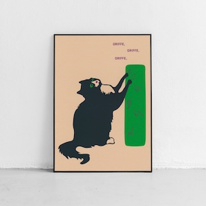 Chat Griffe Screenprint DIN A5 image 1