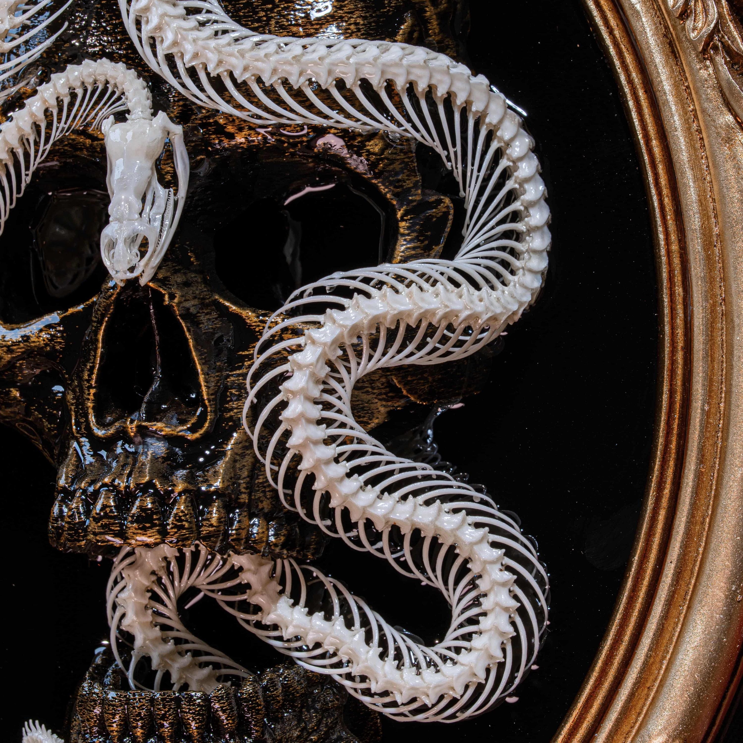 vintage antique skull snake 野ざらし 髑髏 蛇 陶器 Japanese Ceramic Form of a Human Skull with a Snake - Naga Antiques