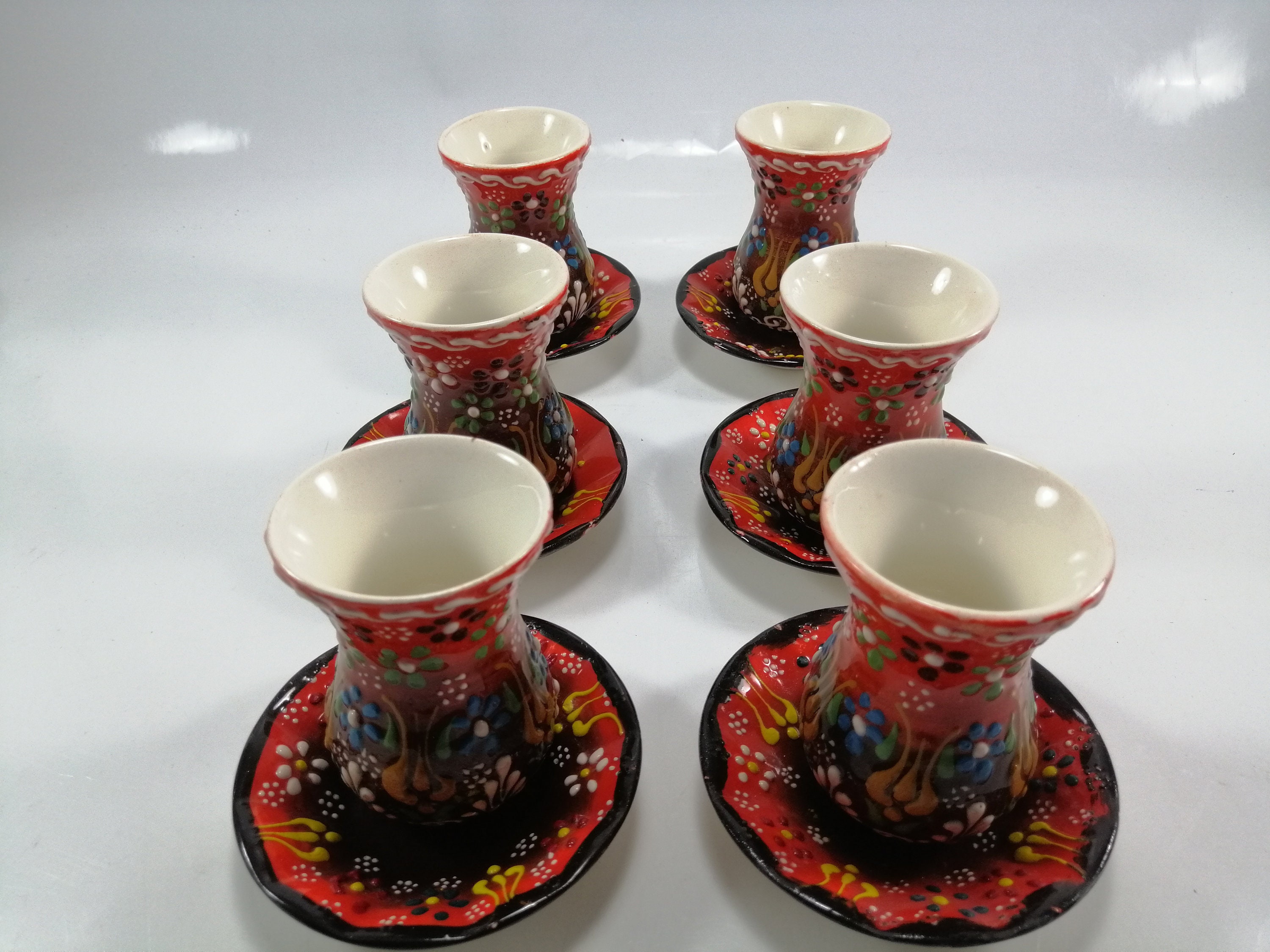 Turkish Tea Set Tea Cups Ceramic Tea Cups Pottery Tea Etsy