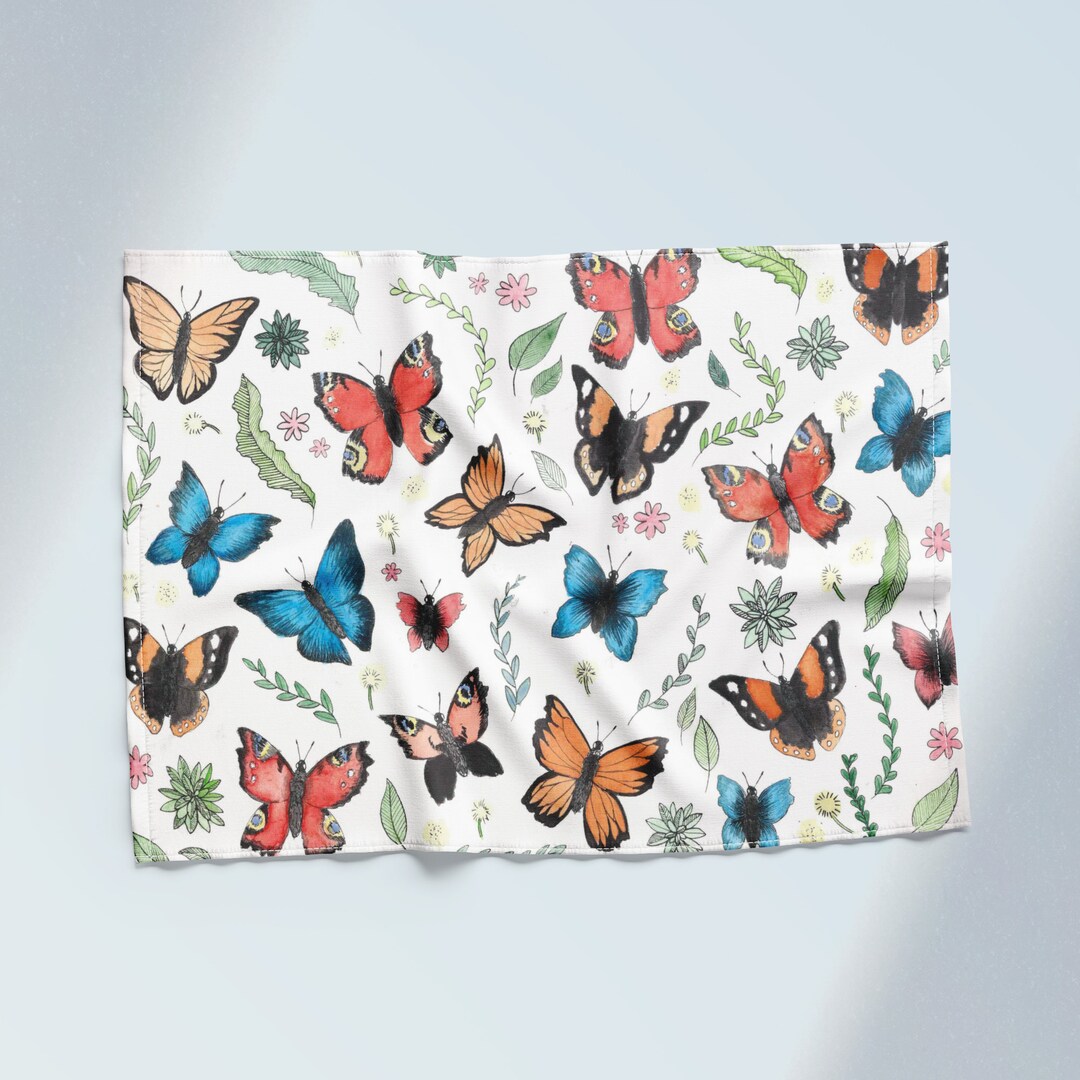Butterflies Tea Towel Butterfly Kitchen Towel Nature Dish Etsy