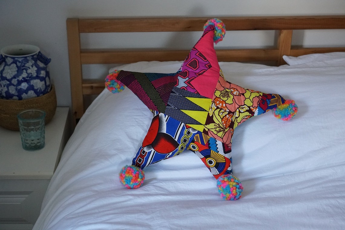 SUPER STAR Cushion, Charity Cushion, Pom Pom Cushion, Soft Toy