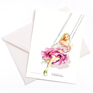Carte illustrée faite à la main avec noyau et enveloppe de couleur, fête des Mères, carte d’occasion, invitation, bon, anniversaire, Hambourg, DOM, Fun