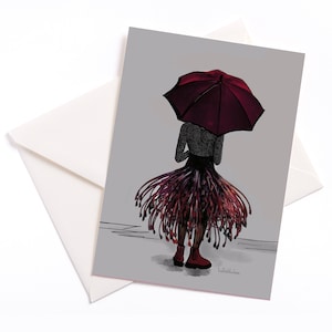 Cartão ilustrado feito à mão "Adeus" - cartão com núcleo colorido e envelope, cartão de ocasião, luto, despedida, condolências