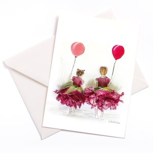Tarjeta ilustrada hecha a mano "Feliz Día" - con núcleo de color y sobre, Día de la Madre, Tarjeta de Ocasión, Invitación, Cupón, Cumpleaños