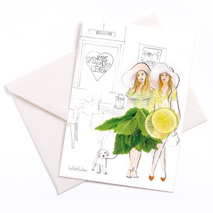 Carta illustrata fatta a mano - Carta con nucleo di colore e busta Eco Friendly imballato, Carta occasione, Coupon, Compleanno, Cocktail