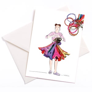 Tarjeta ilustrada hecha a mano "París" - tarjeta con núcleo de color y sobre, tarjeta de ocasión, tarjeta de felicitación, propina de regalo, cupón, recorrido por la ciudad