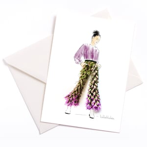 Carte illustrée faite à la main « Flower-Power » - Carte avec coeur de couleur et enveloppe respectueuse de l’environnement, carte d’occasion, bon, anniversaire