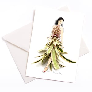 Carte illustrée faite à la main "Ana-Nas" - carte avec noyau de couleur et enveloppe écologique, carte d'occasion, bon d'achat, anniversaire, bal