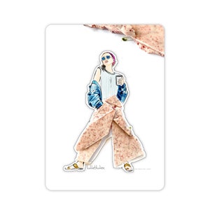 Magnet und Karte  - Schokolade - handillustrierte Karte mit Figur als Magnet - Geburtstagskarte, Anlasskarte, Gutschein