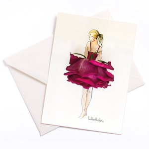 Carte illustrée faite à la main "Rose for you" - avec cœur de couleur et enveloppe, fête des mères, carte d'occasion, invitation, bon d'achat, anniversaire