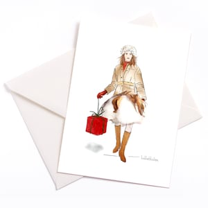Handgemachte illustrierte Weihnachtskarte - Karte mit Umschlag, Anlasskarte, Grußkarte, Weihnachtskarte, Advent, Winter, Geschenk, Baumwolle