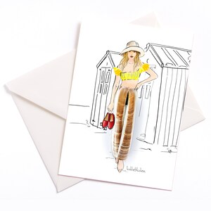 Biglietto illustrato a mano con codice colore e busta ecocompatibile, flotsam, biglietto evento, voucher, compleanno, vacanza, conchiglia