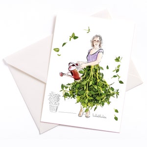 Biglietto illustrato "Herb Grandma" - biglietto con nucleo colorato e busta confezionato in modo ecologico, biglietto d'occasione, buono, compleanno, giardino