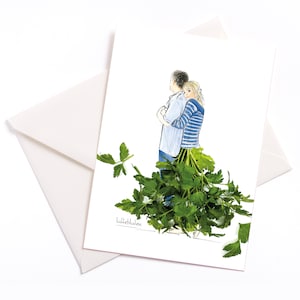 Geïllustreerde kaart "Parsley Wedding" - kaart met kleurkern en milieuvriendelijk verpakte envelop, 12,5 jaar getrouwd