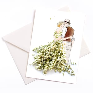 Illustrierte Karte "Hochzeit" - Karte mit Farbkern und Umschlag umweltfreundlich verpackt, Anlasskarte, Hochzeit, Verlobung, Liebe, Mai
