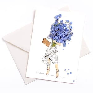 Hand-illustrated card "Flowers - Forget-me-not" - with coloured core and envelope, Mother's Day, occasion card, invitation, voucher, birthday