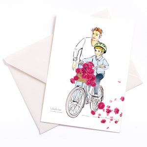 Handgemaakte geïllustreerde kaart "Vaderdag" - Kaart met kleur kern en envelop eco-vriendelijk, occasionkaart, coupon, verjaardag