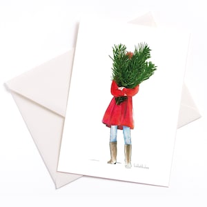 Tarjeta de Navidad ilustrada a mano "Tannenzweig" - tarjeta con núcleo y cubierta de color, tarjeta de ocasión, tarjeta de felicitación, tarjeta de Navidad
