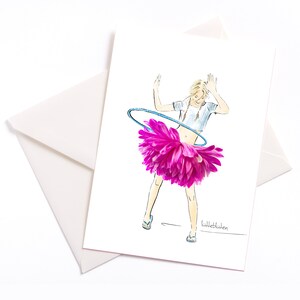 Hula Hoop - Biglietto illustrato fatto a mano - Coupon, Compleanno