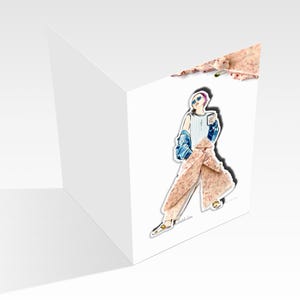 Aimant avec carte pliante - chocolat - carte illustrée à la main avec personnage comme aimant - carte d'anniversaire, carte d'occasion, bon d'achat