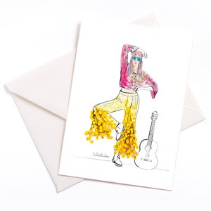 Schlagermove - biglietto illustrato fatto a mano con anima colorata e busta, biglietto per occasioni, invito, buono, compleanno, festa, successo