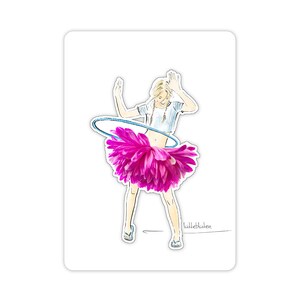 Aimant et carte - Hula Hoop - carte avec une figurine avec un aimant - carte d’anniversaire, carte d’origine, bon